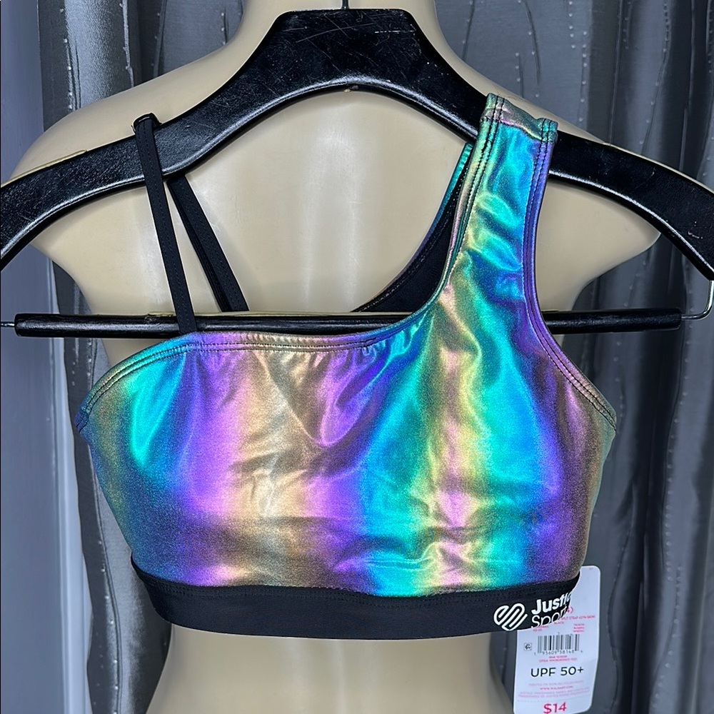 Just Peachy Iridescent Sports Bra Sz 12/14